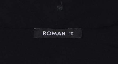 Roman Womens Black Size 12 Sleeveless V-Neck Jersey Blouse