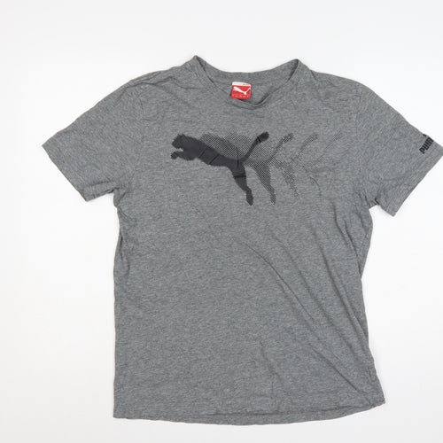 Puma Men's Grey Crew Neck Short Sleeve Athletic T-Shirt Size M