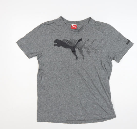 Puma Men's Grey Crew Neck Short Sleeve Athletic T-Shirt Size M