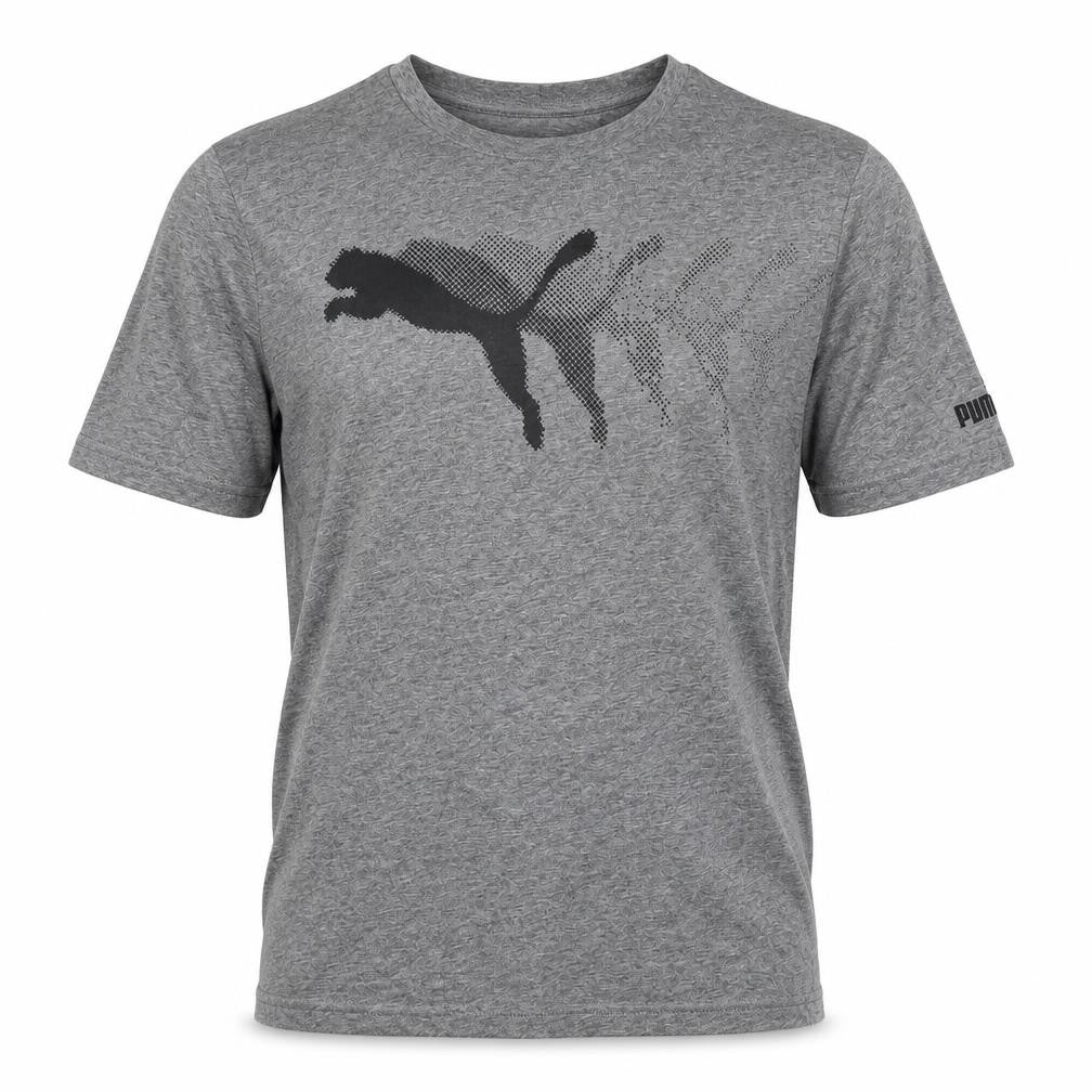 Puma Men's Grey Crew Neck Short Sleeve Athletic T-Shirt Size M
