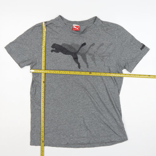 Puma Men's Grey Crew Neck Short Sleeve Athletic T-Shirt Size M