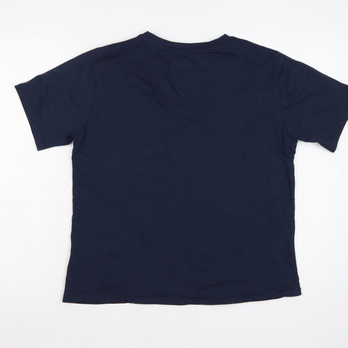 Stradivarius Women's Blue Cotton New York City Embroidered T-Shirt Size 12