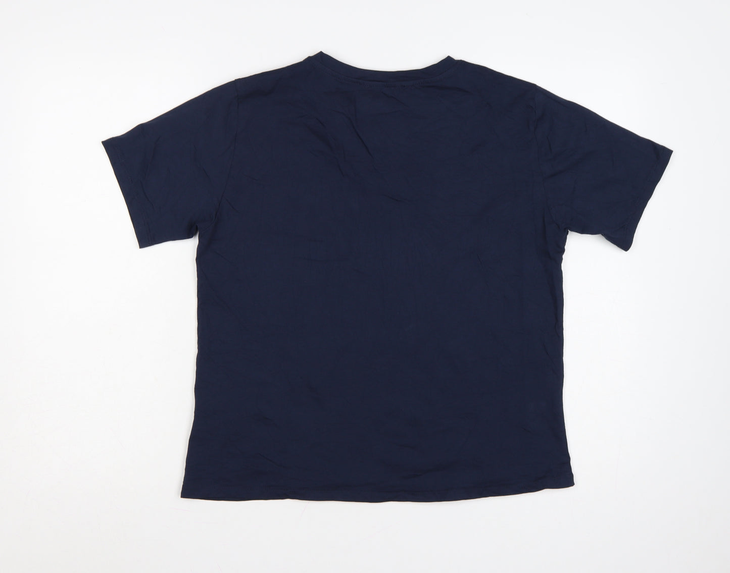 Stradivarius Women's Blue Cotton New York City Embroidered T-Shirt Size 12