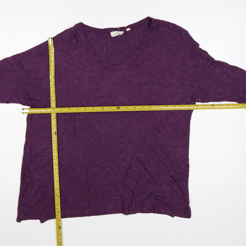 Fat Face Womens Purple 3/4 Sleeve V-Neck Relaxed Fit Top UK 12