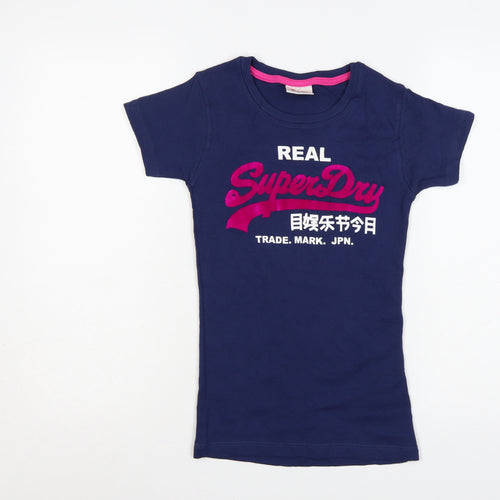 Superdry Women's Blue Slim Fit Vintage Graphic T-Shirt Size S