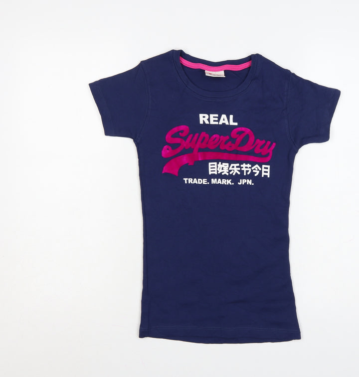Superdry Women's Blue Slim Fit Vintage Graphic T-Shirt Size S