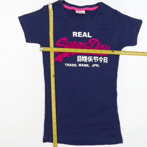 Superdry Women's Blue Slim Fit Vintage Graphic T-Shirt Size S