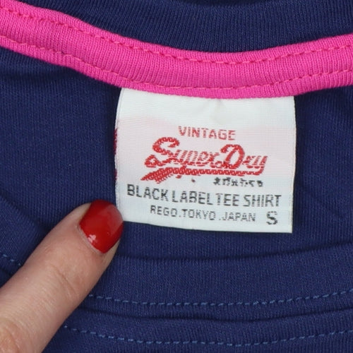 Superdry Women's Blue Slim Fit Vintage Graphic T-Shirt Size S