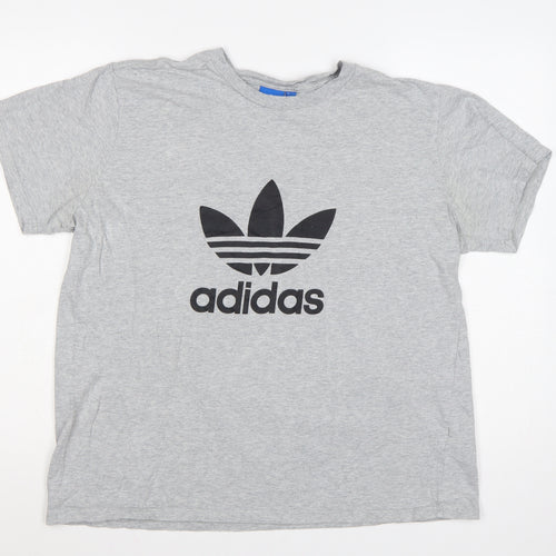 Adidas Men's Grey XL Trefoil Logo T-Shirt Organic Cotton