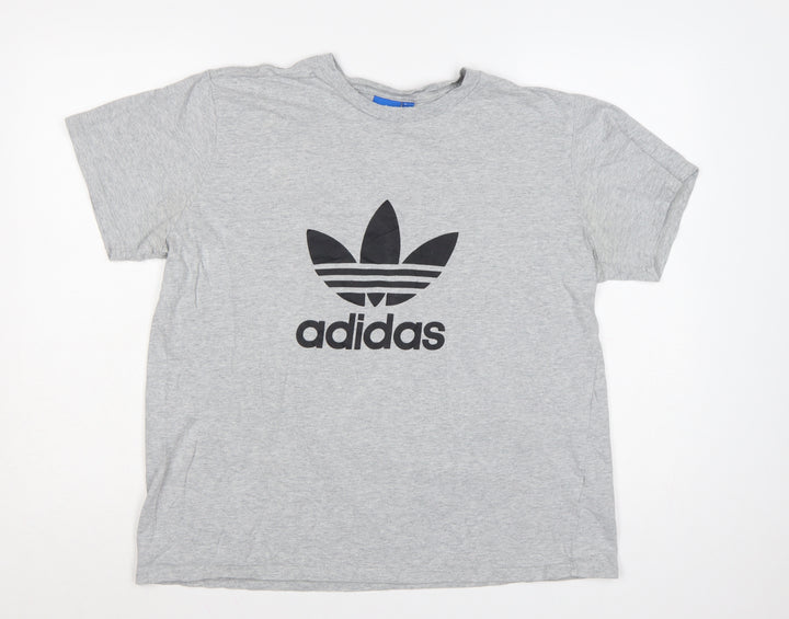 Adidas Men's Grey XL Trefoil Logo T-Shirt Organic Cotton