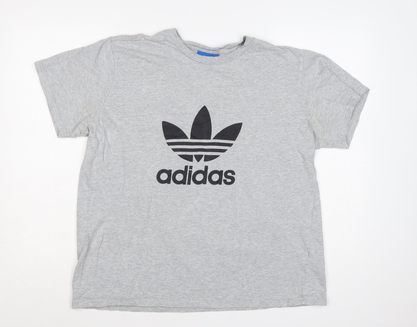 Adidas Men's Grey XL Trefoil Logo T-Shirt Organic Cotton