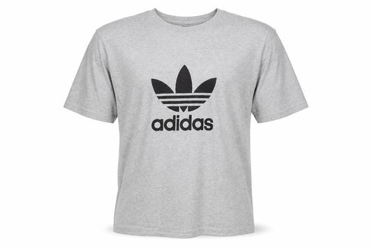 Adidas Men's Grey XL Trefoil Logo T-Shirt Organic Cotton