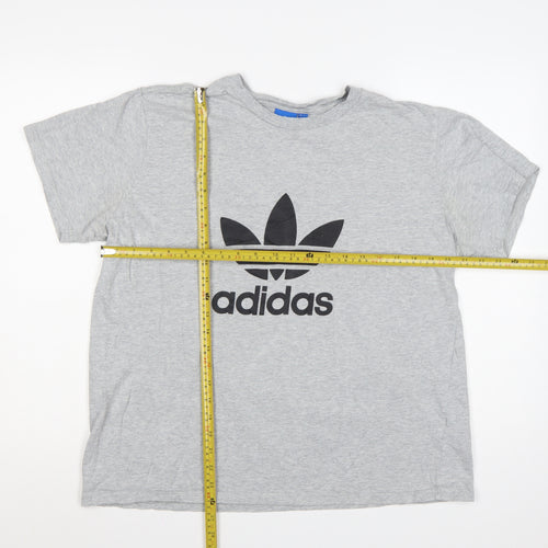 Adidas Men's Grey XL Trefoil Logo T-Shirt Organic Cotton