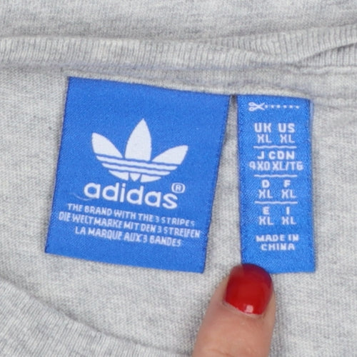 Adidas Men's Grey XL Trefoil Logo T-Shirt Organic Cotton
