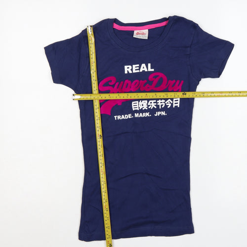 Superdry Women's Blue Slim Fit Cotton T-Shirt Size S