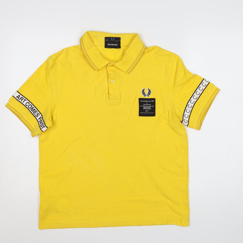 Fred Perry Men’s Yellow Art Comes First Collared Polo Shirt Size L