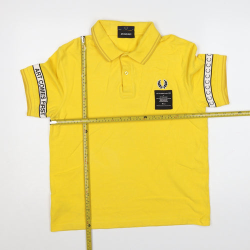 Fred Perry Men’s Yellow Art Comes First Collared Polo Shirt Size L