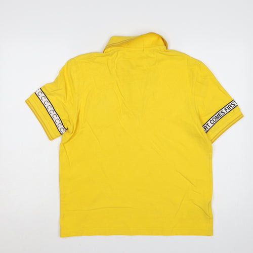 Fred Perry Men’s Yellow Art Comes First Collared Polo Shirt Size L