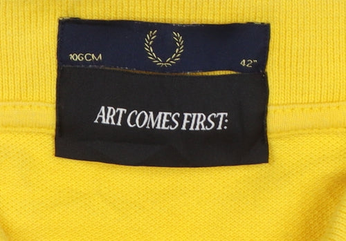 Fred Perry Men’s Yellow Art Comes First Collared Polo Shirt Size L