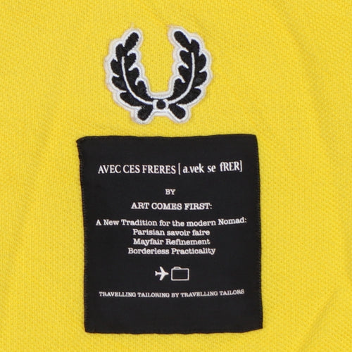 Fred Perry Men’s Yellow Art Comes First Collared Polo Shirt Size L