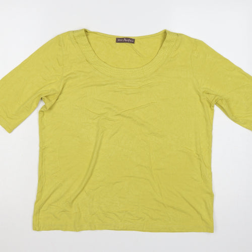 Marks and Spencer Women Green Basic Scoop Neck T-Shirt Size 14