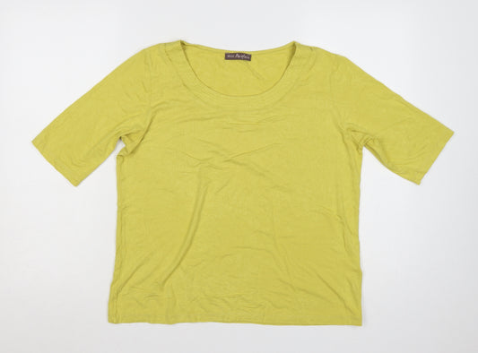 Marks and Spencer Women Green Basic Scoop Neck T-Shirt Size 14