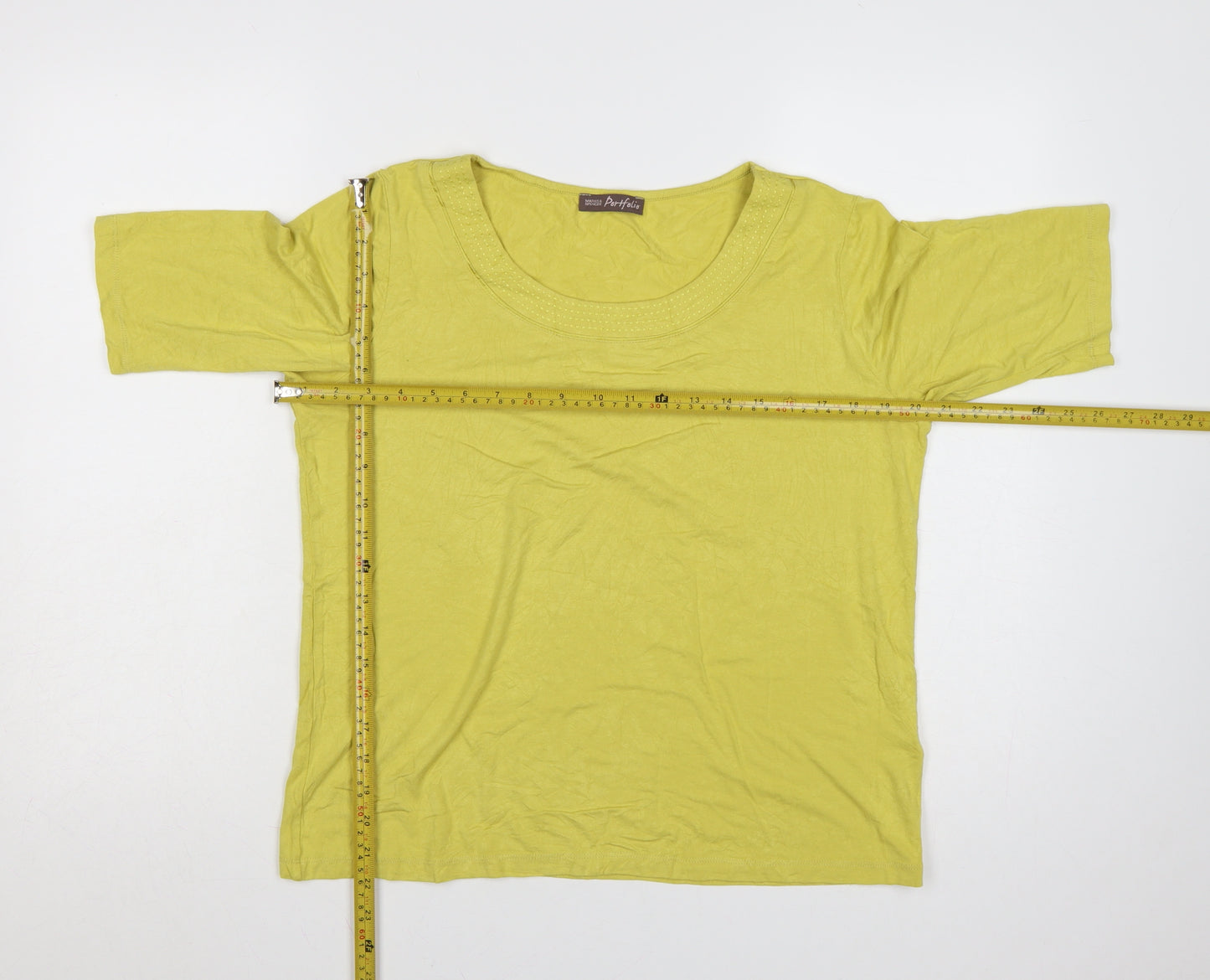 Marks and Spencer Women Green Basic Scoop Neck T-Shirt Size 14