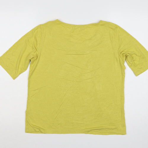 Marks and Spencer Women Green Basic Scoop Neck T-Shirt Size 14