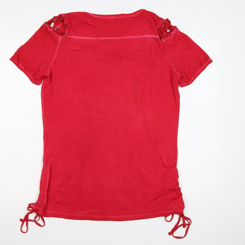 Joe Browns Womens Red Mystic Graphic V-Neck Short Sleeve T-Shirt Size 14