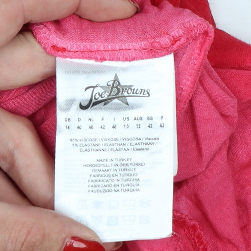 Joe Browns Womens Red Mystic Graphic V-Neck Short Sleeve T-Shirt Size 14