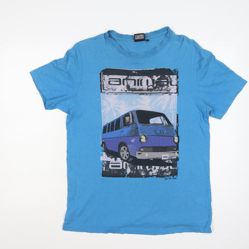 Animal Men's Blue Graphic Camper Van Beach T-Shirt Size M Regular Fit