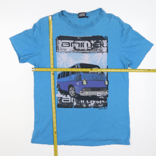 Animal Men's Blue Graphic Camper Van Beach T-Shirt Size M Regular Fit