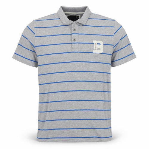 Bench Mens Grey Striped Cotton Polo Shirt Size L