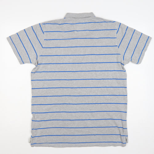 Bench Mens Grey Striped Cotton Polo Shirt Size L