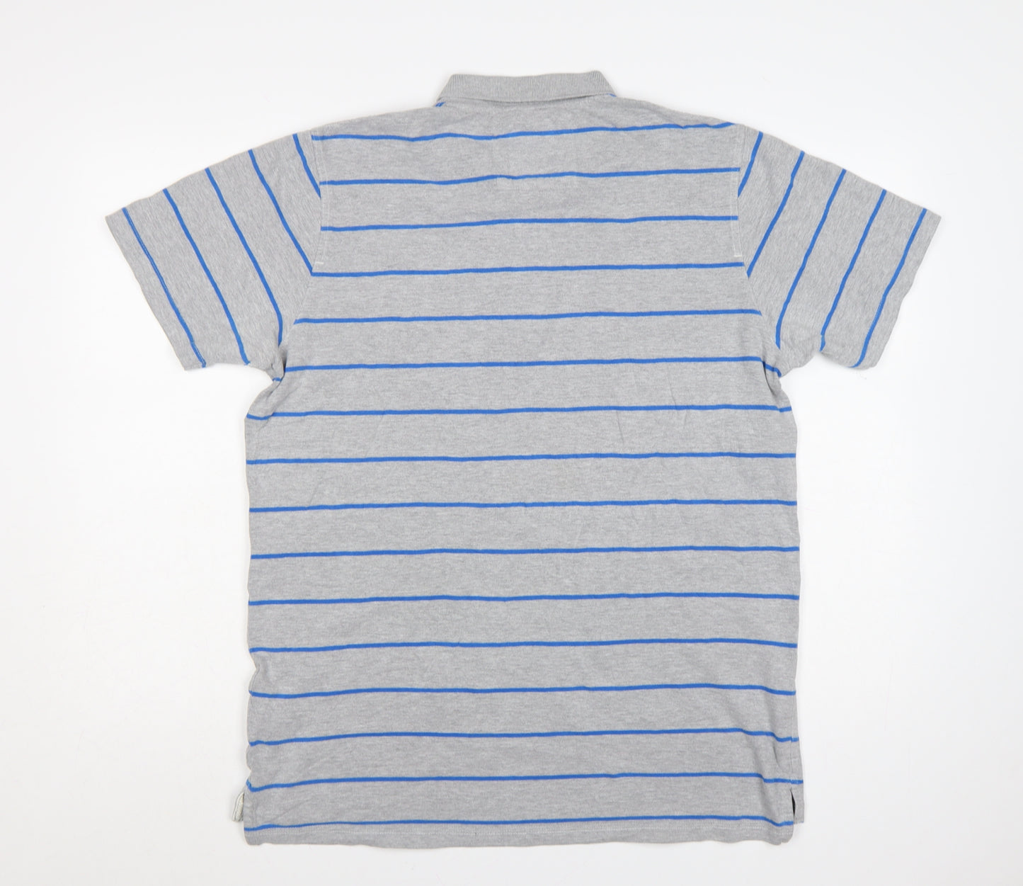 Bench Mens Grey Striped Cotton Polo Shirt Size L