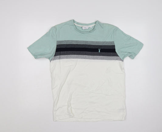 Next Men’s Mint Green Stripe Regular Fit Cotton T-Shirt M