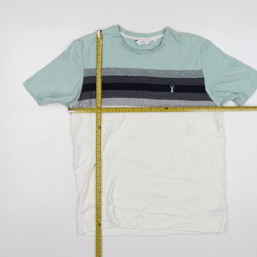 Next Men’s Mint Green Stripe Regular Fit Cotton T-Shirt M