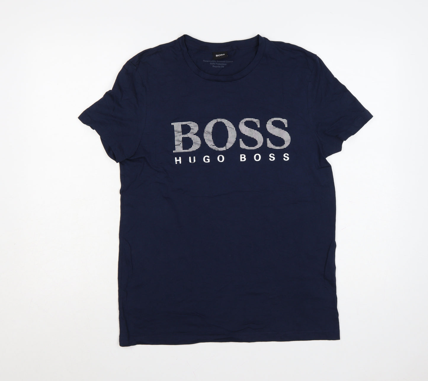 Hugo Boss Men's Blue Cotton Logo Graphic T-Shirt Size S