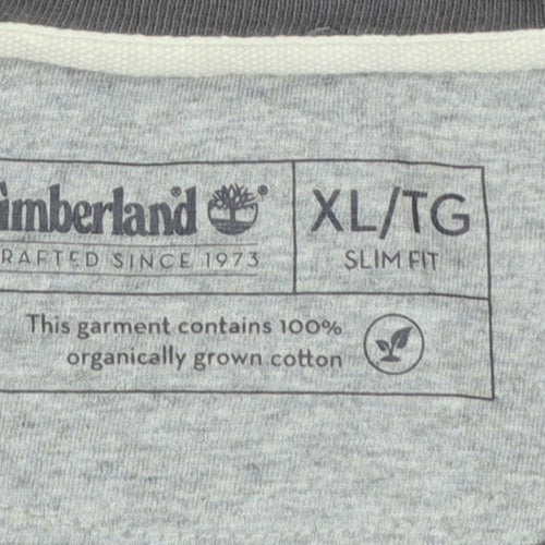 Timberland Men's Grey Slim Fit XL Crew Neck Cotton T-Shirt
