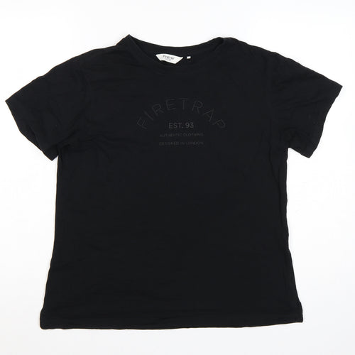Firetrap Women's Black Cotton Crew Neck T-Shirt Size 16