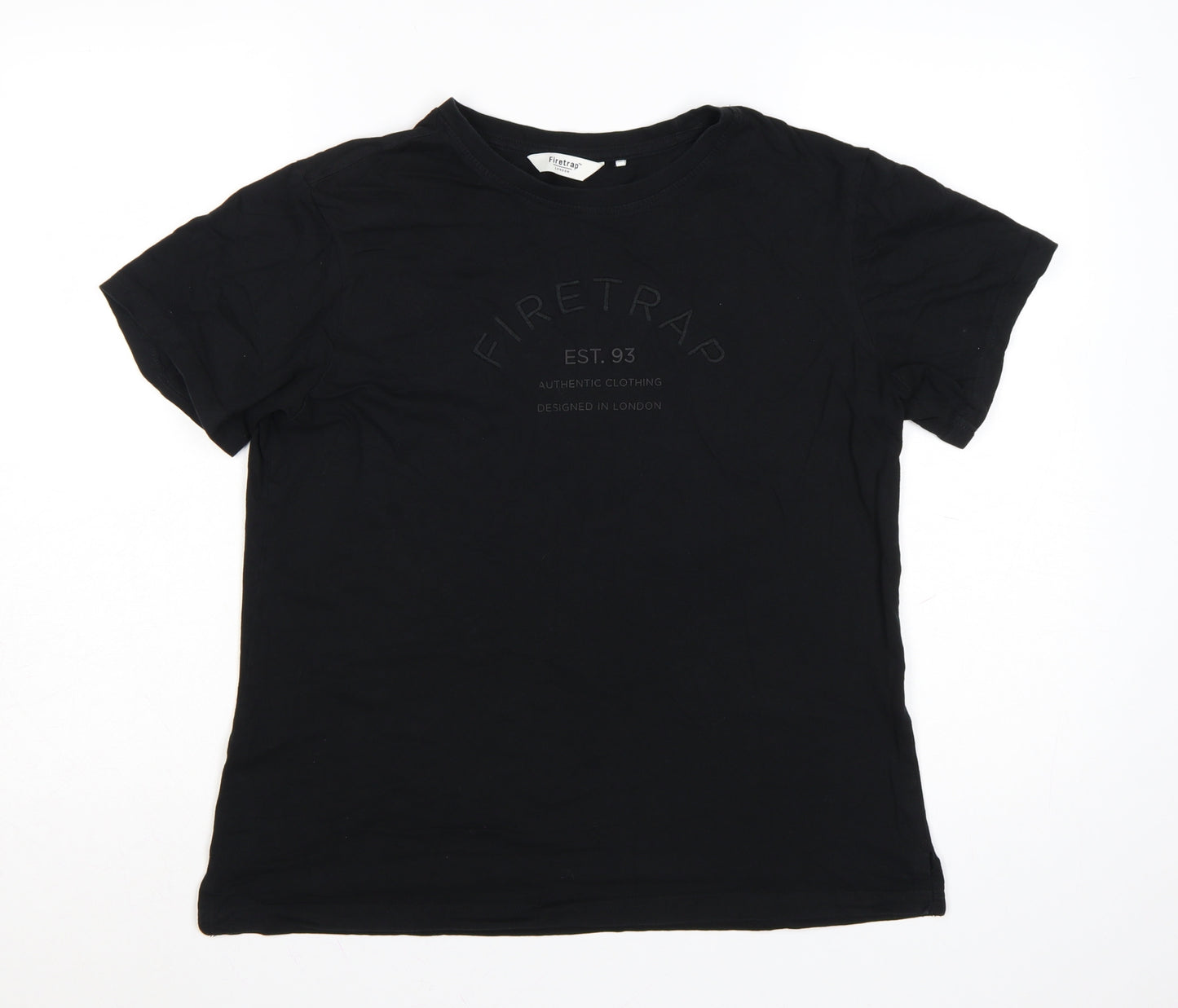 Firetrap Women's Black Cotton Crew Neck T-Shirt Size 16