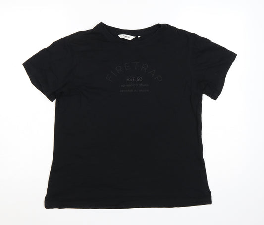 Firetrap Women's Black Cotton Crew Neck T-Shirt Size 16