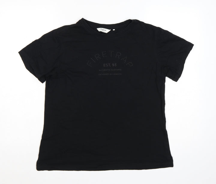 Firetrap Women's Black Cotton Crew Neck T-Shirt Size 16
