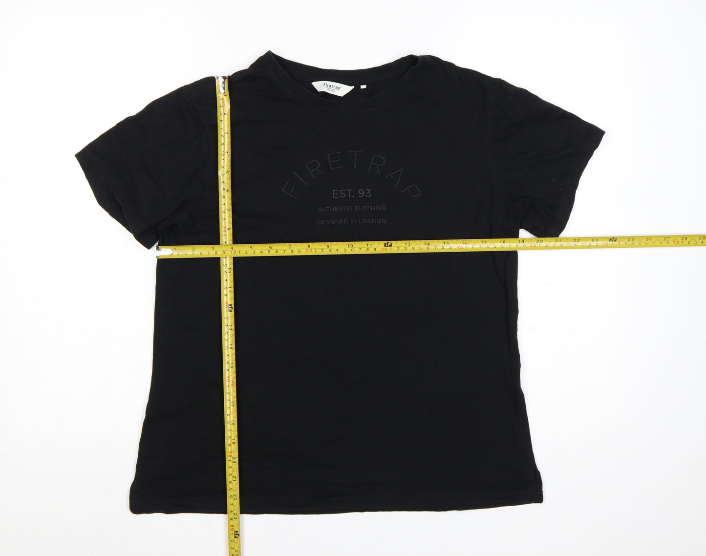 Firetrap Women's Black Cotton Crew Neck T-Shirt Size 16