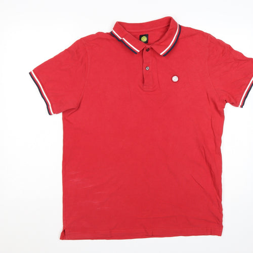Pretty Green Men's Red Cotton Polo Shirt L Short Sleeve Classic Logo