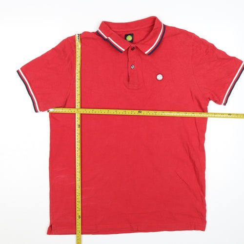 Pretty Green Men's Red Cotton Polo Shirt L Short Sleeve Classic Logo