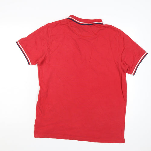 Pretty Green Men's Red Cotton Polo Shirt L Short Sleeve Classic Logo