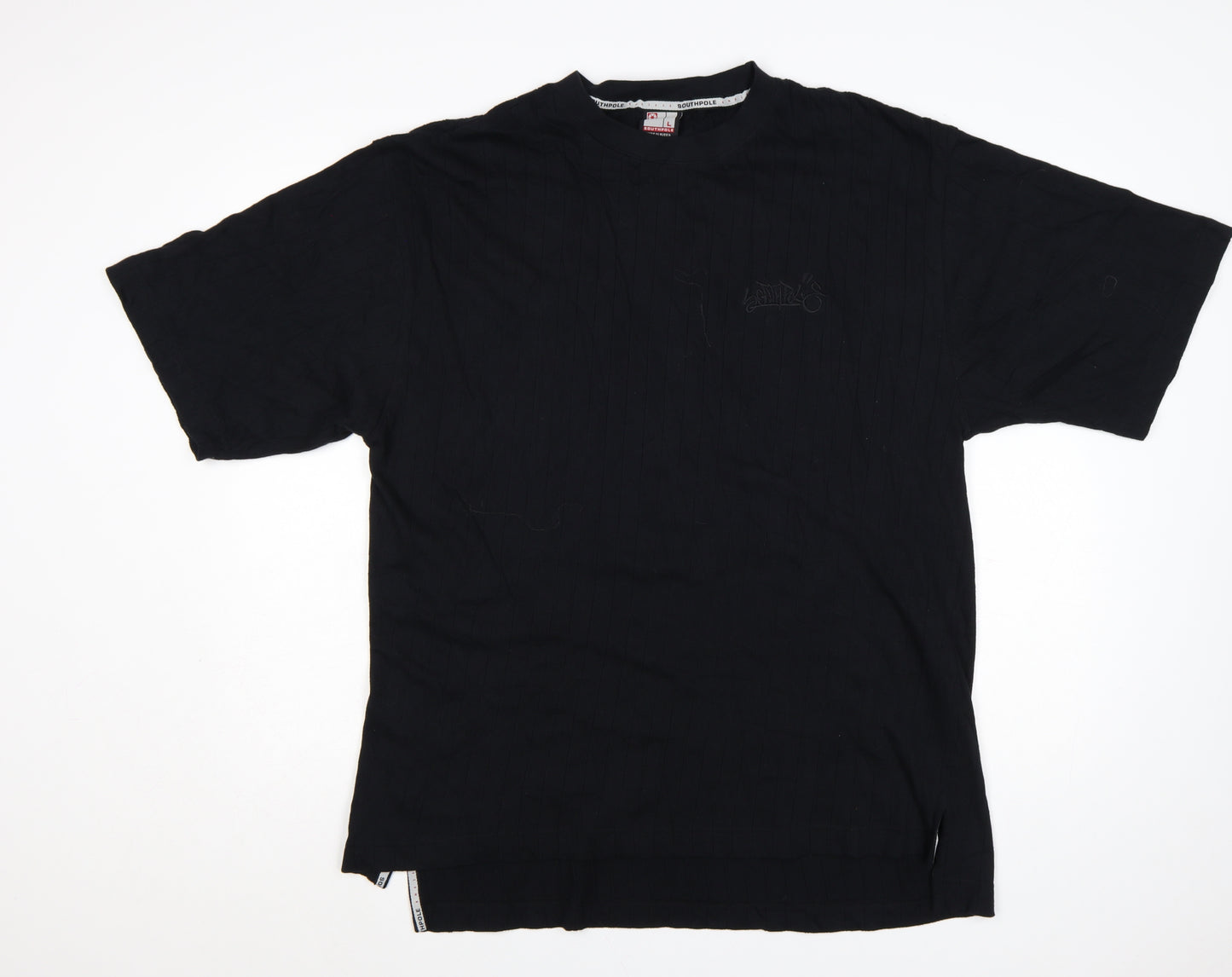 Southpole Men's Black Cotton Short Sleeve T-Shirt Size L
