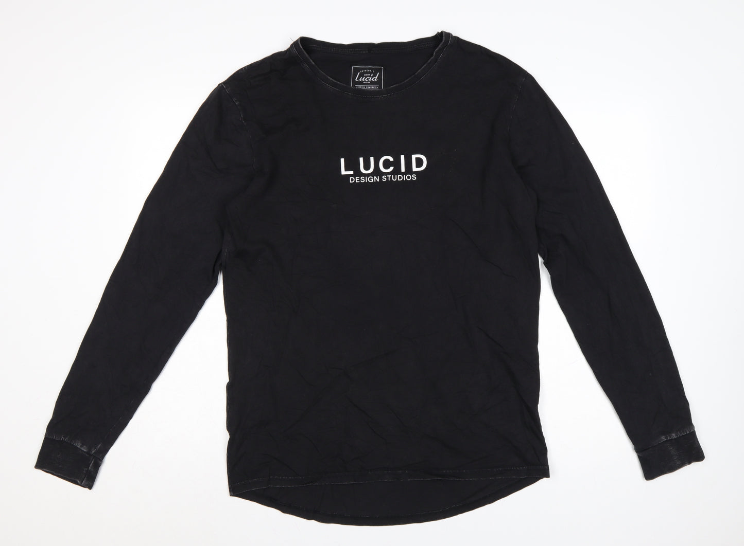 Lucid Design Studios Mens Black Long Sleeve Cotton T-Shirt M