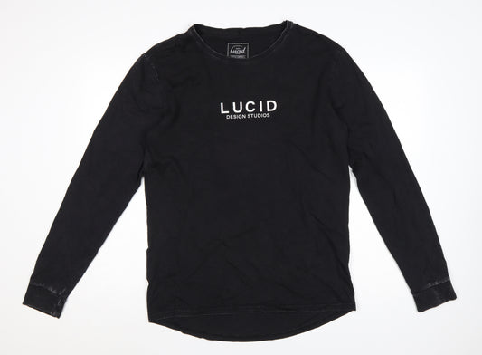 Lucid Design Studios Mens Black Long Sleeve Cotton T-Shirt M